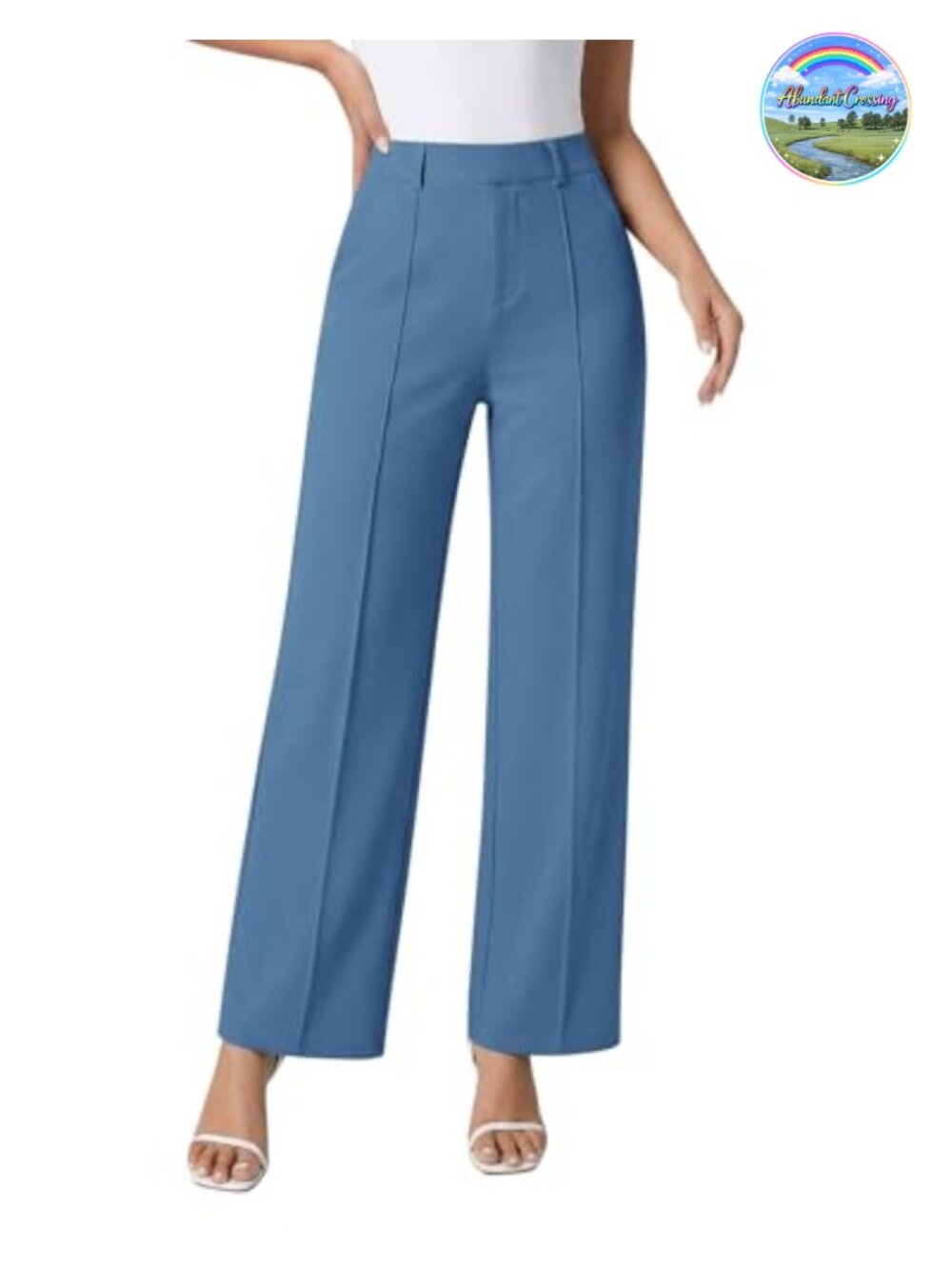 High Waist Wide Leg Dress Pants with Pockets, Stretchy Work Slacks for Women